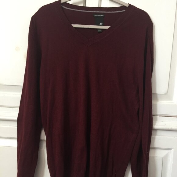 J. Ferrar men's long sleeve burgundy v-neck cotton modal blend sweater size M - Picture 1 of 5